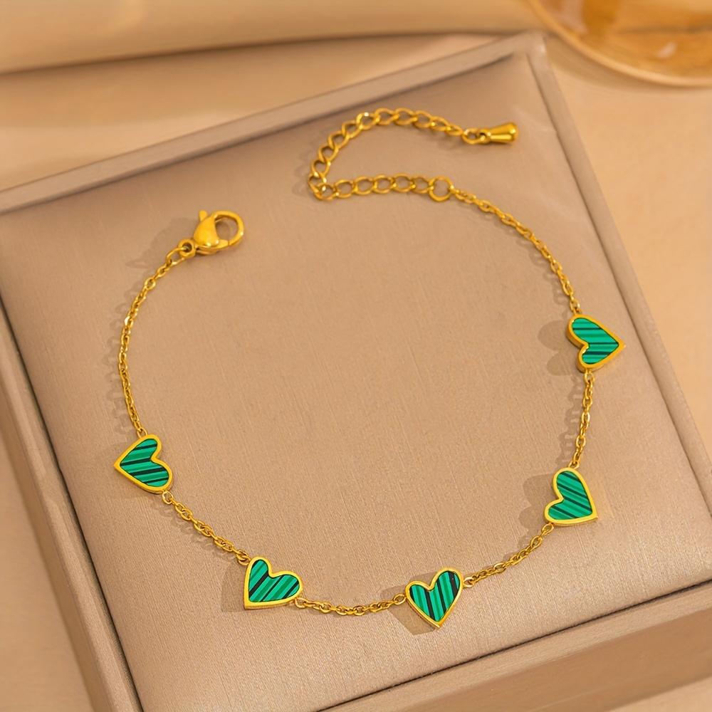 Colorful Enamel Heart Charm Bracelet Set – Gold Plated Adjustable Chain Bracelets, Fashion Cute Love Jewelry for Women Daily Party Wear