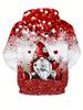 Ladies' Christmas dwarf print hoodie - Casual pullover hoodie, long sleeve, 100% polyester knitted fabric