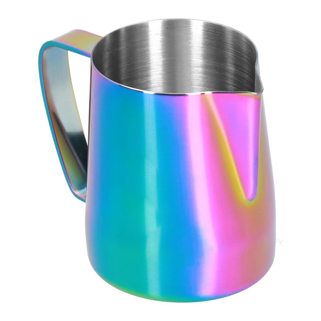 Stainless Steel Milk Frothing Pitcher Pointed Mouth Coffee Frother Cup for Home KitchenColorful 600ml
