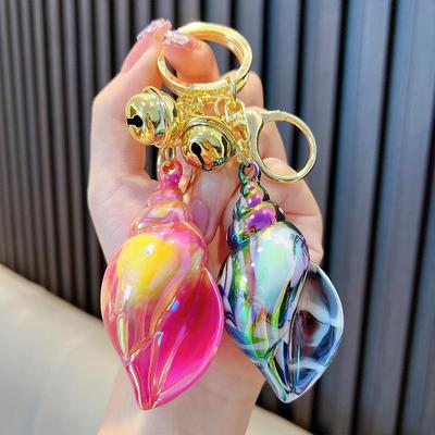 Electroplated Colorful Conch Keychain - Acrylic School Bag Pendant