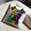 Colorful Painted Dog Cushion Cover Soft Decorative Pillow Case Suitable for Bedroom Sofa Car Travel Use