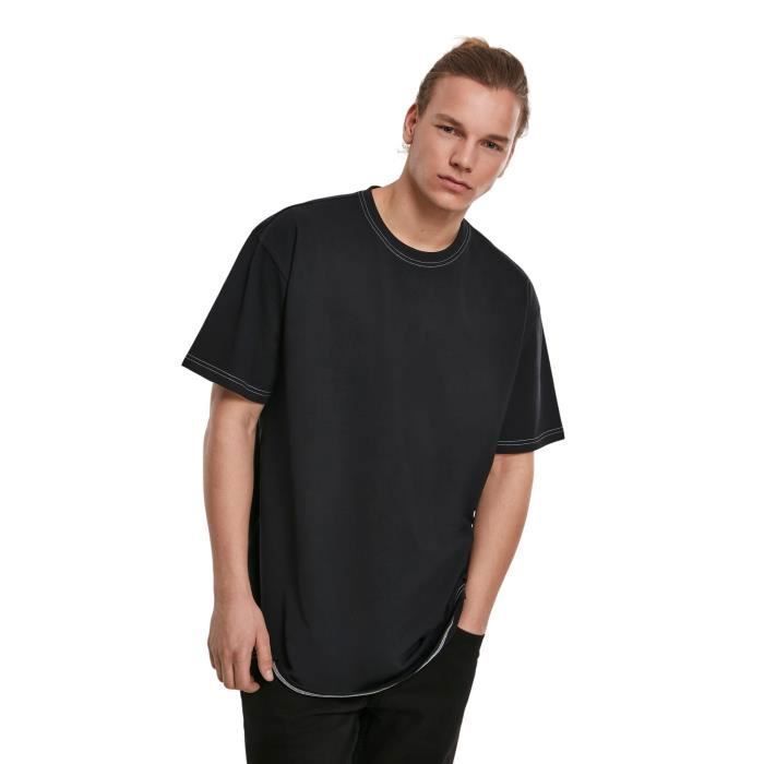 T-shirt oversize - Urban Classics - Noir/electriclime - 100% coton - Manches courtes - Coupe loose