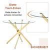 Round Dining Table In Luxurious Light Design with 88 Cm Diameter. Tempered Glass with Gold Metal Frame, Suitable for Dining Areas. For 2–4 People.