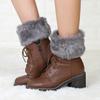 Women Leg Warmers Winter Autumn Lady Crochet Knitted Fur Trim Leg Boat Socks Thick Boot Cuffs Ankle Warm Foot Cover