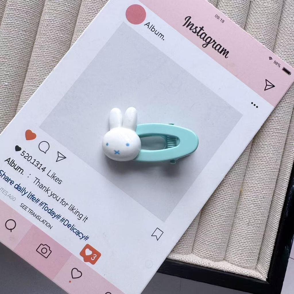 Cute Miffy Oval Hair Clip - Sweet Cartoon Side Bangs Accessory