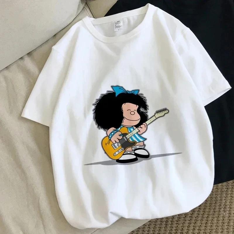 Harajuku Fun Cartoon Mafalda Kawaii Pattern Printed T-shirt Summer Cotton T-shirt Fashion Trend Top Harajuku Cotton Street Wear