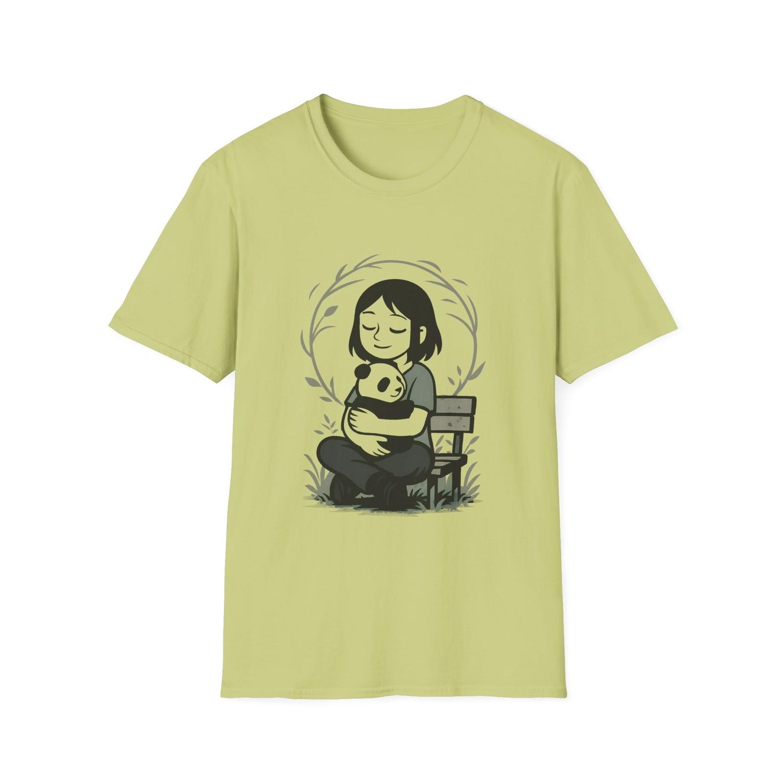 Unisex Softstyle Teddy Hug T-Shirt Mens Womens Tees Top – Peaceful Girl, Soft Emotional Style S