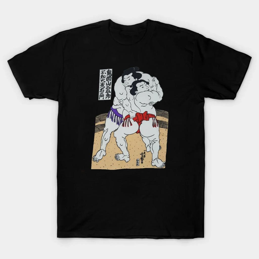 Vtg 80s 90s Old School Japan Sumo Wrestling Ukiyoe TShirt 100 Cotton ONeck Summer Short Sleeve Casual Mens Tshirt Size S3XL