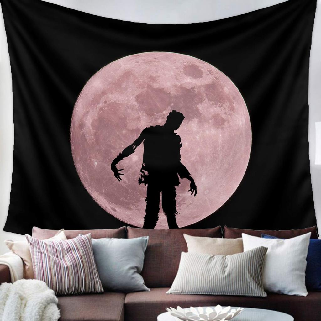 Zombie Tapestry Behind Wooden Doors Halloween  Fear Wall Hanging Bedroom Living Room Dormitory Home Decor