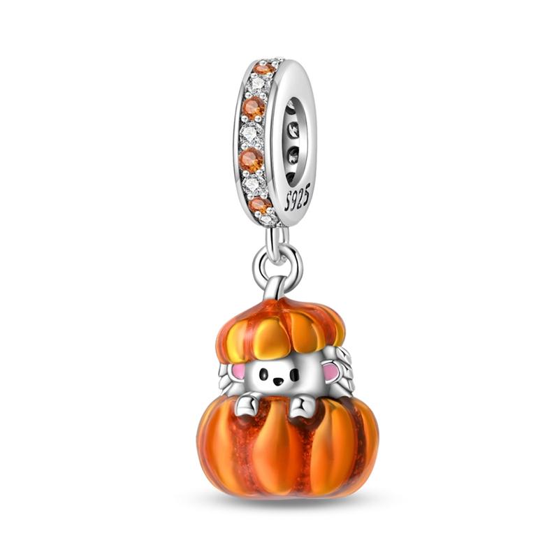 Winter Series Copper Charms Beads Snowman Autumn Pumpkin Maple Leaf Beads Fit Original Bracelet Women Gifts