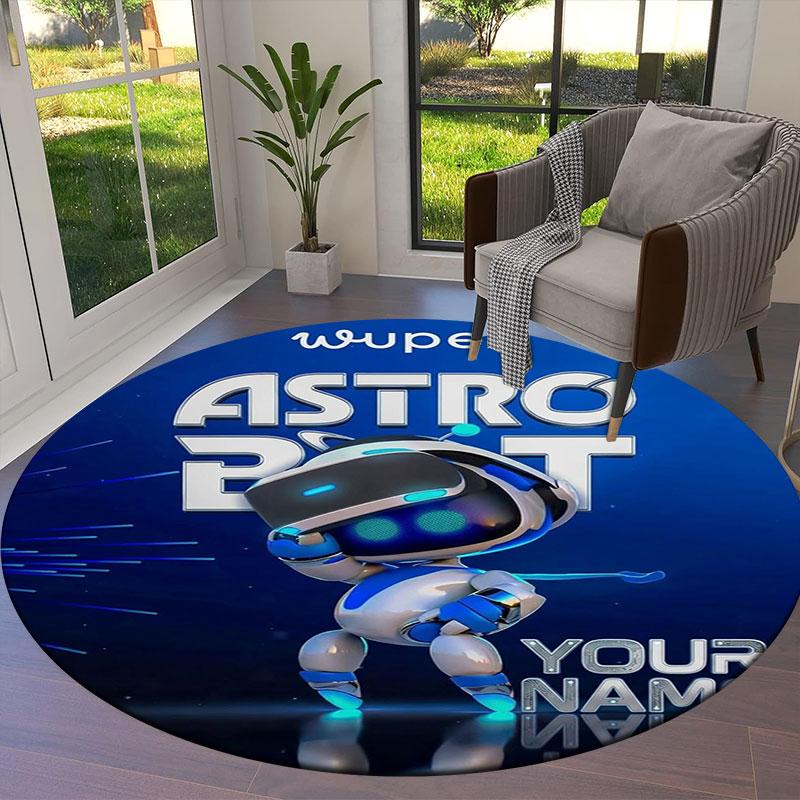 ASTRO BOT Custom Name Round Area Rug,Carpet Rug for Living Room Bedroom Sofa Playroom Decor,Non-slip Floor Mat