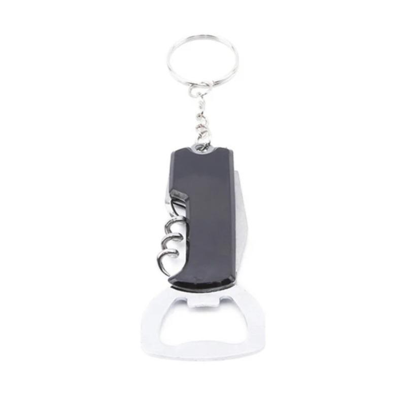 3 In 1 Keychain Beer Bottle Opener Stainless Steel Portable Red Wine Beer Bottle Opener Foil Cutter  Kitchen Tool