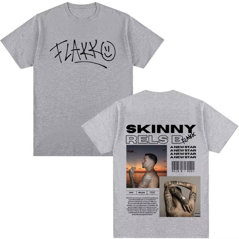 Rapper RELS B Skinny Flakk A New Star Album Tshirt Unisex Women Clothing Fashion Hip Hop Tshirts Cotton Loose T Shirts Streetwear