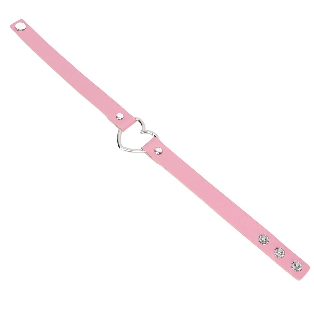 PU Lther Alloy Hrt Shaped Decoration Necklace Collar Jewelry Accessory