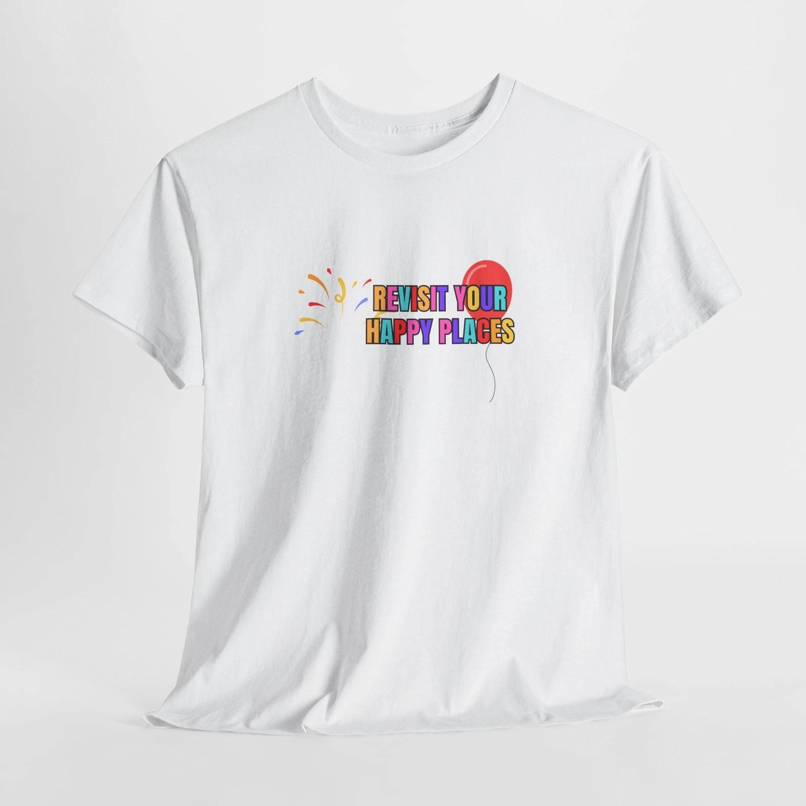 Colorful Unisex Heavy Cotton Tee -  Visit Your Happy Places  - Casual [...] S