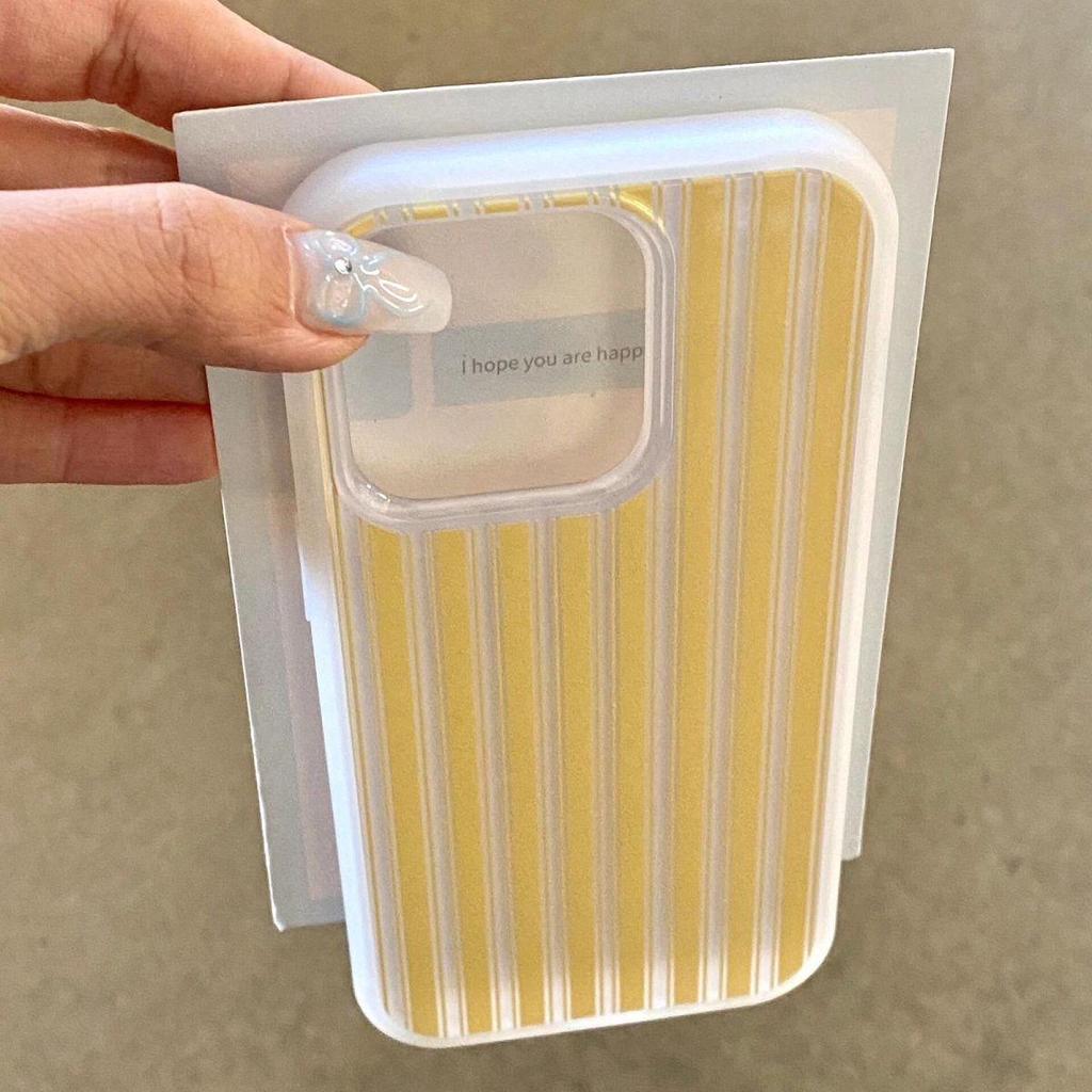 Lemon Yellow Striped Apple iPhone Case: Soft Shell for 16 Pro Max/14/13/12/XR/XS Max/8 Plus/7 Plus