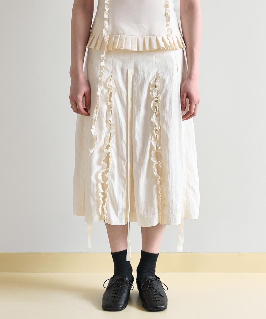 Bahayun Ruffle Ribbon Skirt (Ivory)