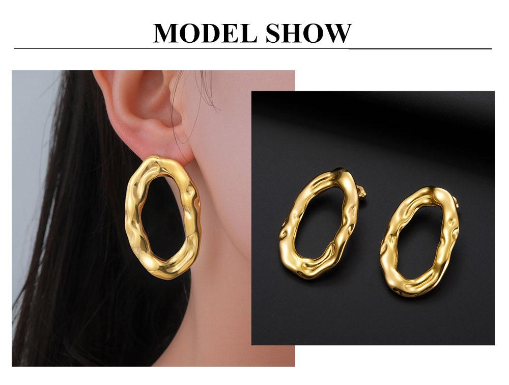 Cazador Geometric Uneven Oval Stud Earrings Waterproof Stainless Steel Jewelry Earrings for Women 2026 Trend Gifts Wholesale