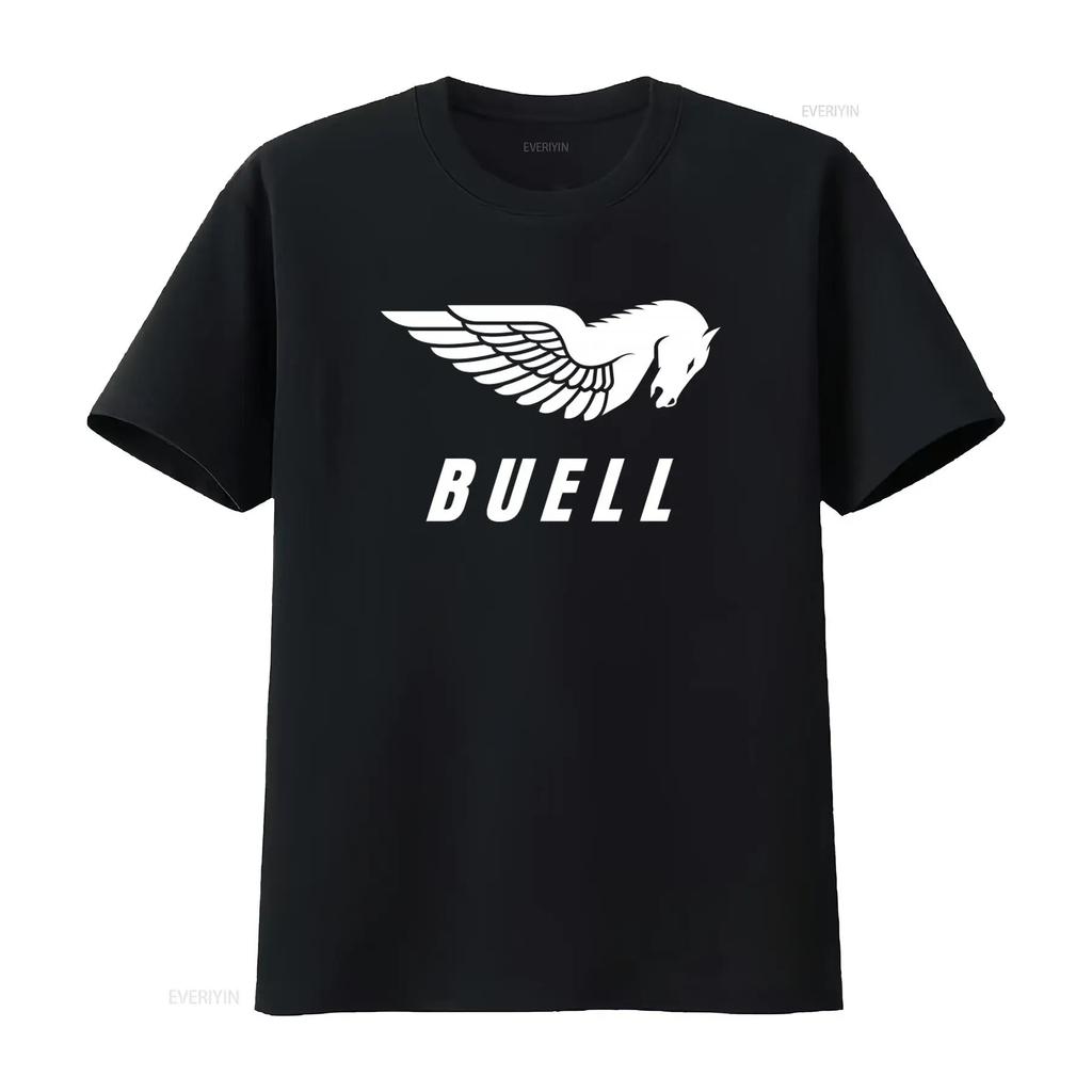 T-shirt con Stampa Logo Buell Motorcycles Girocollo vintage Lavata Comoda Elasticizzata moda Casuale Traspirante streetwear