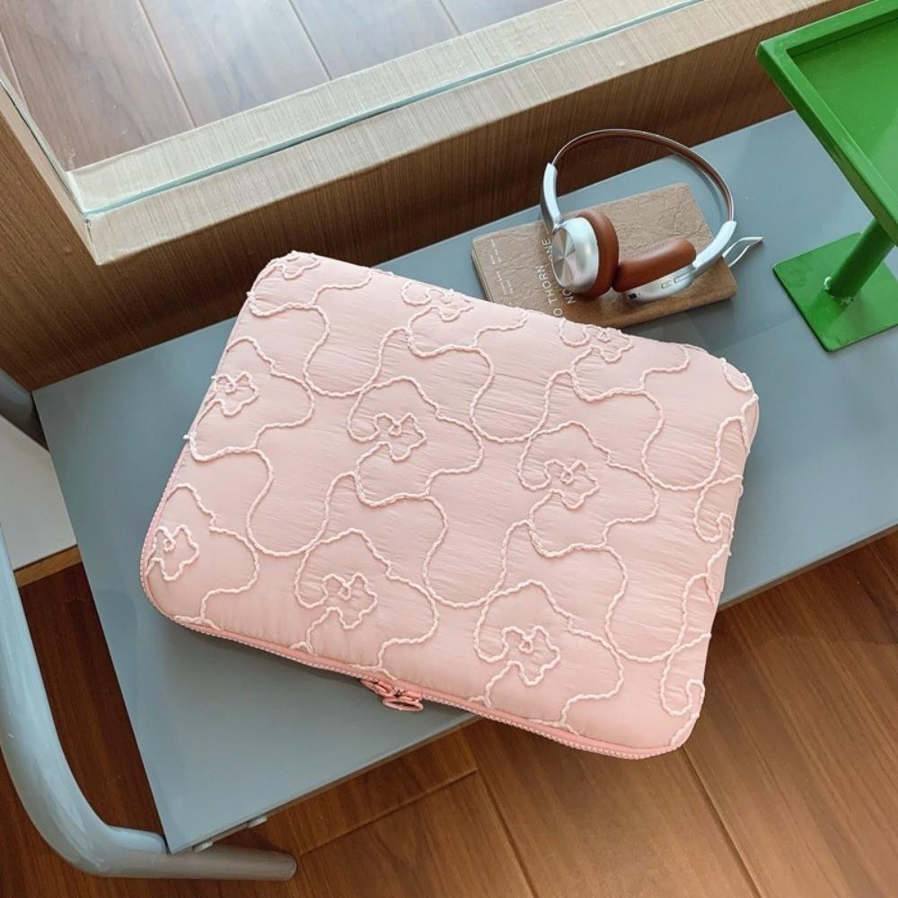 11/14 Inch Laptop Bag Embroidery Flower Shockproof Tablet Sleeve Case Soft Large Capacity for MacBook/iPad/DELL