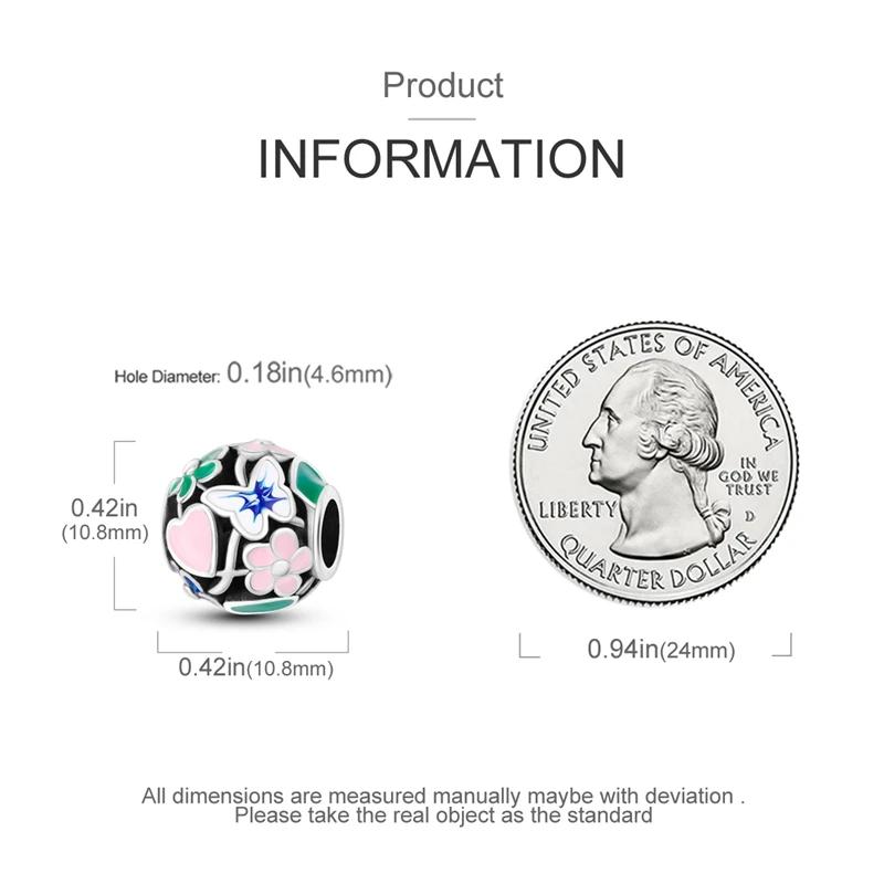 Charms Copperheart-Shaped Butterflies Flowers Beads Fit Charms Plataoriginal Bracelet Beads Women Jewellery Making Diy