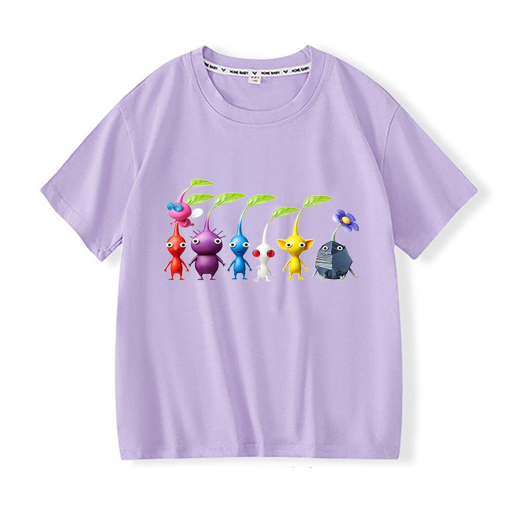 100% Cotton Game Pikmin Children's T-Shirt Funny Casual Kids Top Cartoon Graphic Printing Tees O-Neck Short Sleeve Summer Wear
