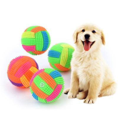 6cm Pet Dog Rubber Volleyball Ball Flashing Interactive Elasticity Ball Chew Toys Iq Training Toys