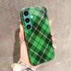 Schachbrettmuster Handyhülle Glas-Handyhülle für Samsung Galaxy S26 S25 S24 S23 S22 FE Ultra Plus Eingebautes Glas Grün Exquisit