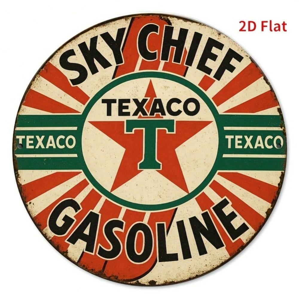 Vintage Texaco Sky Chief Gasoline Metal Wall Sign Retro Cafe Home Decor