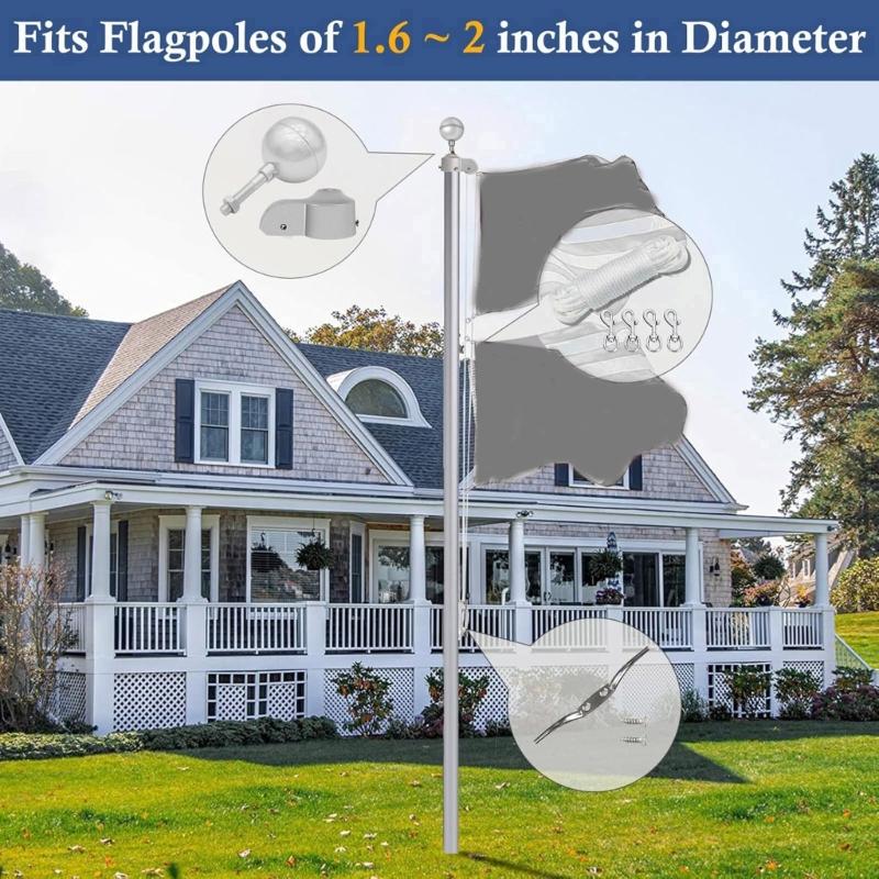 3-tums Flagstångskula i Aluminiumlegering med Låsmutter & 2-tums Nylonblock Flagstångsvagn För 1,6-2-tums Utomhusflaggstänger