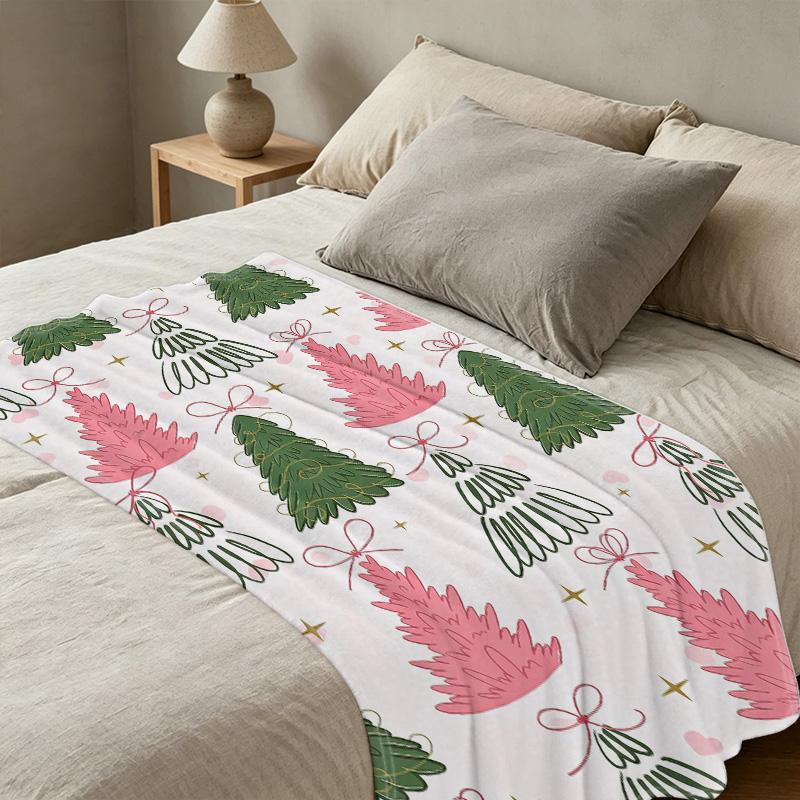 Christmas Tree Printed Flannel Fleece Blanket – Soft, Cozy & Warm Throw for Home, Dorm, Relaxing & Festive Holiday Vibe