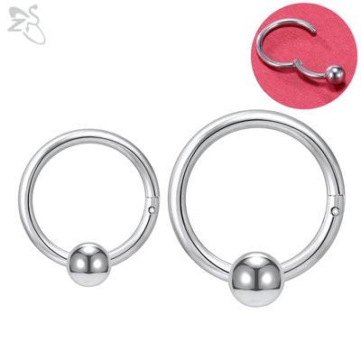 ZS 1 PC Round 316L Stainless Steel Nose Ring Men 16G Septum Clicker 8MM/10MM Punk Rock Ear Helix Septum Rings Piercing  Jewelry