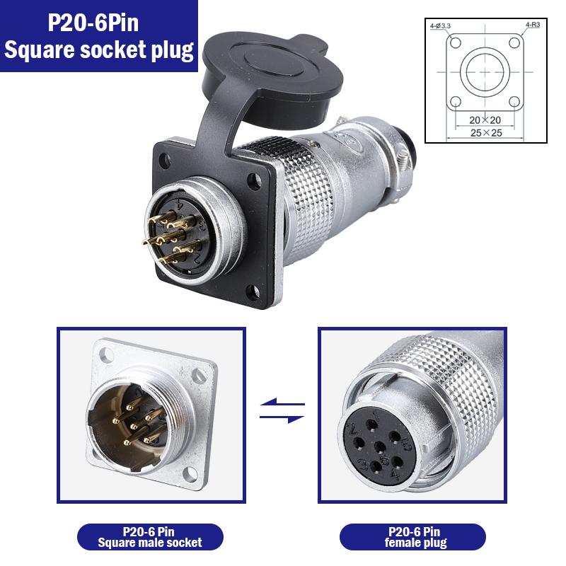 P20 Aviation Connector Plug Socket 20mm 2/3/4/5/6/7/8/9/10/12Pins WS20 Male Female Connectors