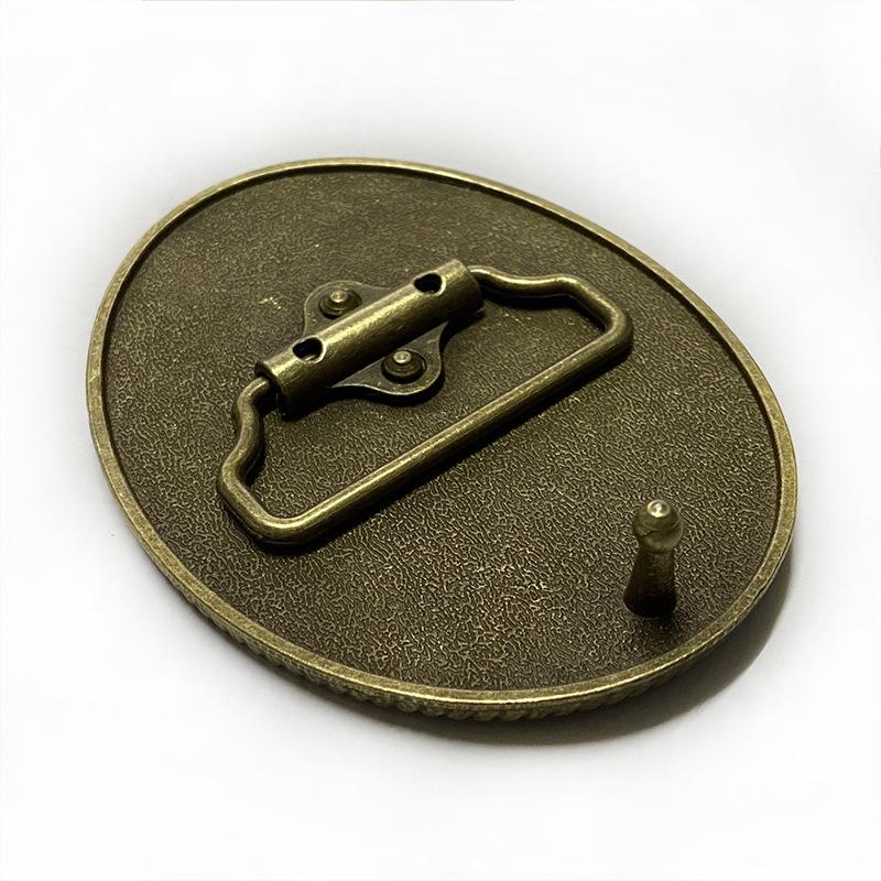 Oval Antique Tin Belt Buckle for Men's Western Cowboy Jeans - Retro Casual Fashion Alloy Design