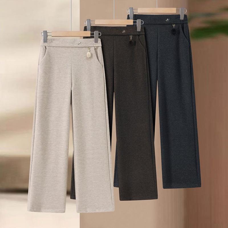2026 Spring Stylish High-Waisted Straight-Leg Pants for Middle-Aged Women: Versatile Casual Pants for Spring & Autumn