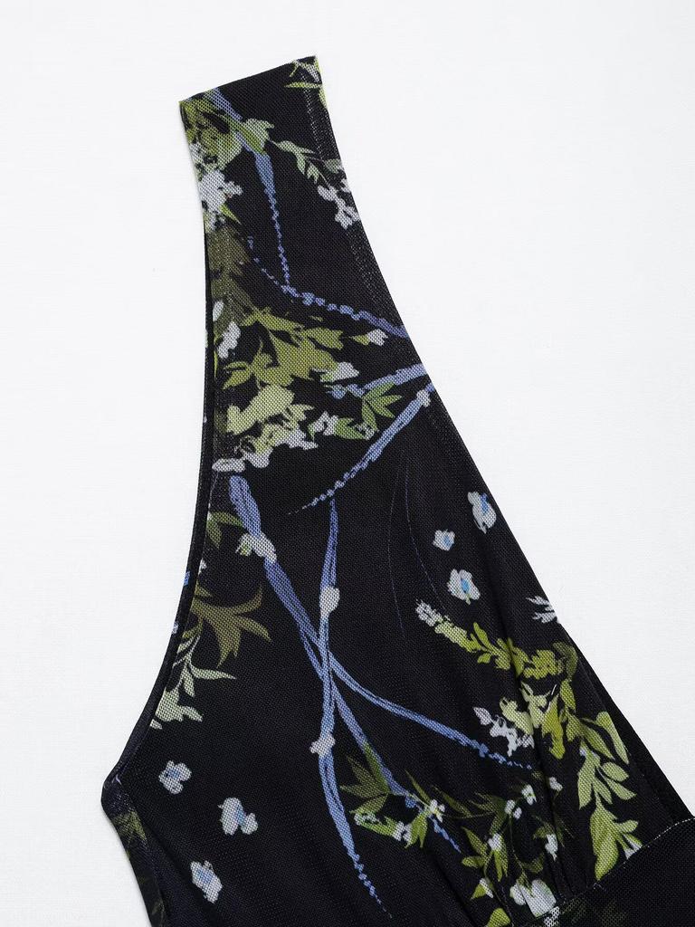 TAOP&ZA Women's Elegant Sleeveless Silk Floral Dress