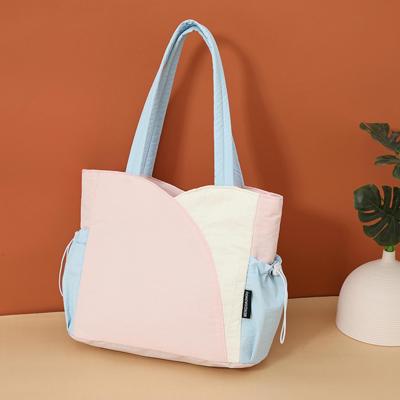 

Simple Tote Bag Large Capacity Casual Crossbody Bag Contrast Color Stylish Sling Bag Shopping Work Date Party Bag рожевий