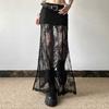 European and American style summer new women's clothing fashion black lace perspective slim and thin floor long skirt skirt