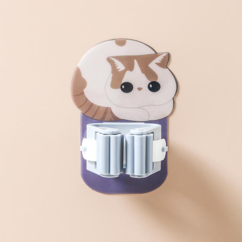 

Милый держатель для швабры Самоклеящаяся подставка для веника Настенный держатель для швабры Крючок для подметальной щетки Органайзер для хранения Аксессуары для ванной комнаты и кухни 1PCS серый