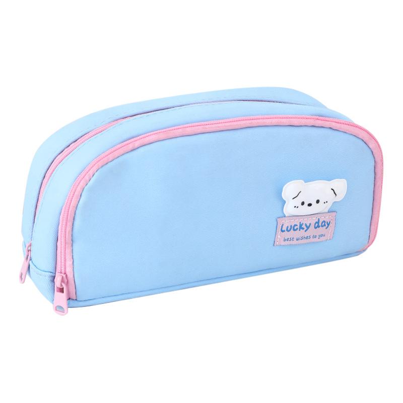 Cotton Linen Pencil Case Large Capacity Dopamine Style Students Cute