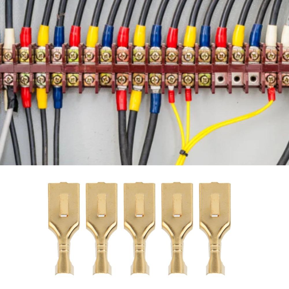 100PCS Quick Connect 7.8mm Size Female Spade Connector Brass Material Golden Crimp Terminal Spade Connector Relay Connection