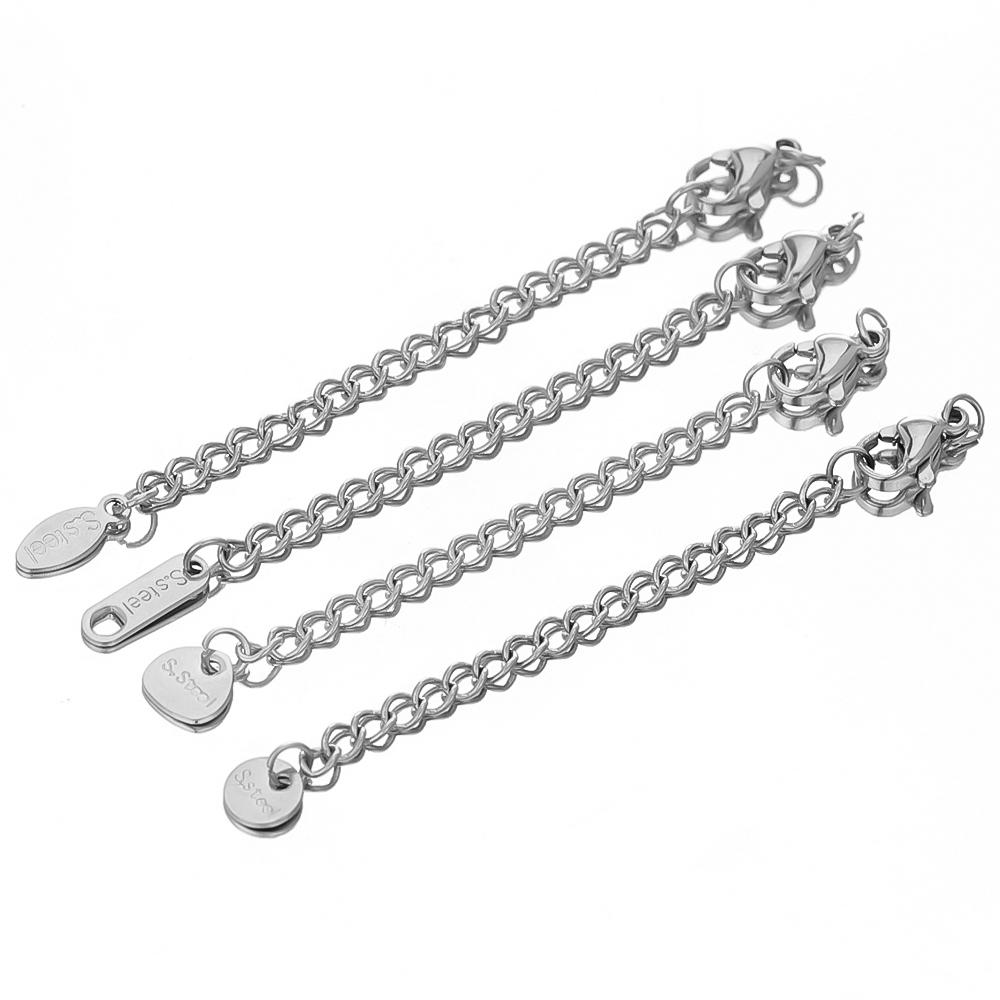 10pcs Gold Color Stainless Steel Extension Tail Chains Lobster Clasps Connector DIY Bracelets Making Necklaces Components