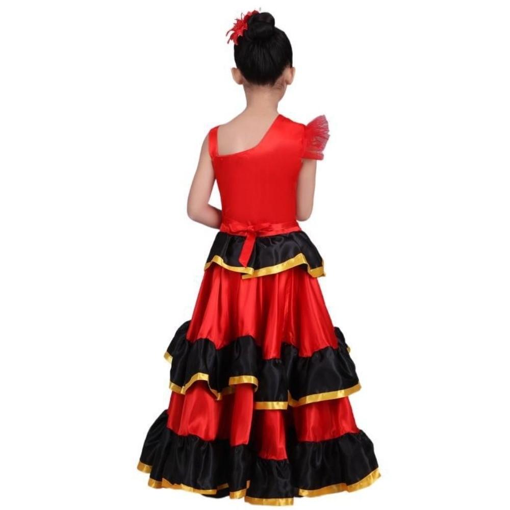 Weiches Performance-Kleid Satin Langes Kleid Hohe Qualität Tanzkleid Stierkampf-Performance
