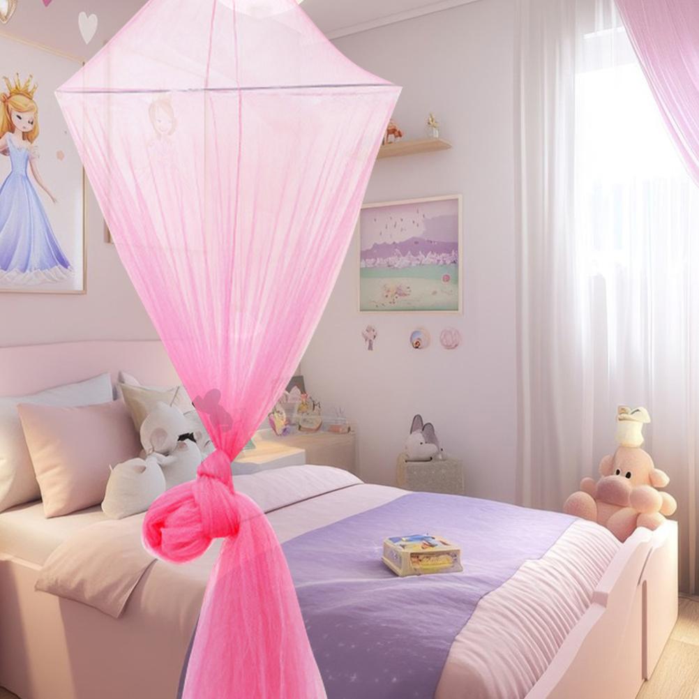 Breathable Light Pink Bed Canopy Mosquito Net Dome Design for Single Twin Crib Bed Elegant Insect Protection Net