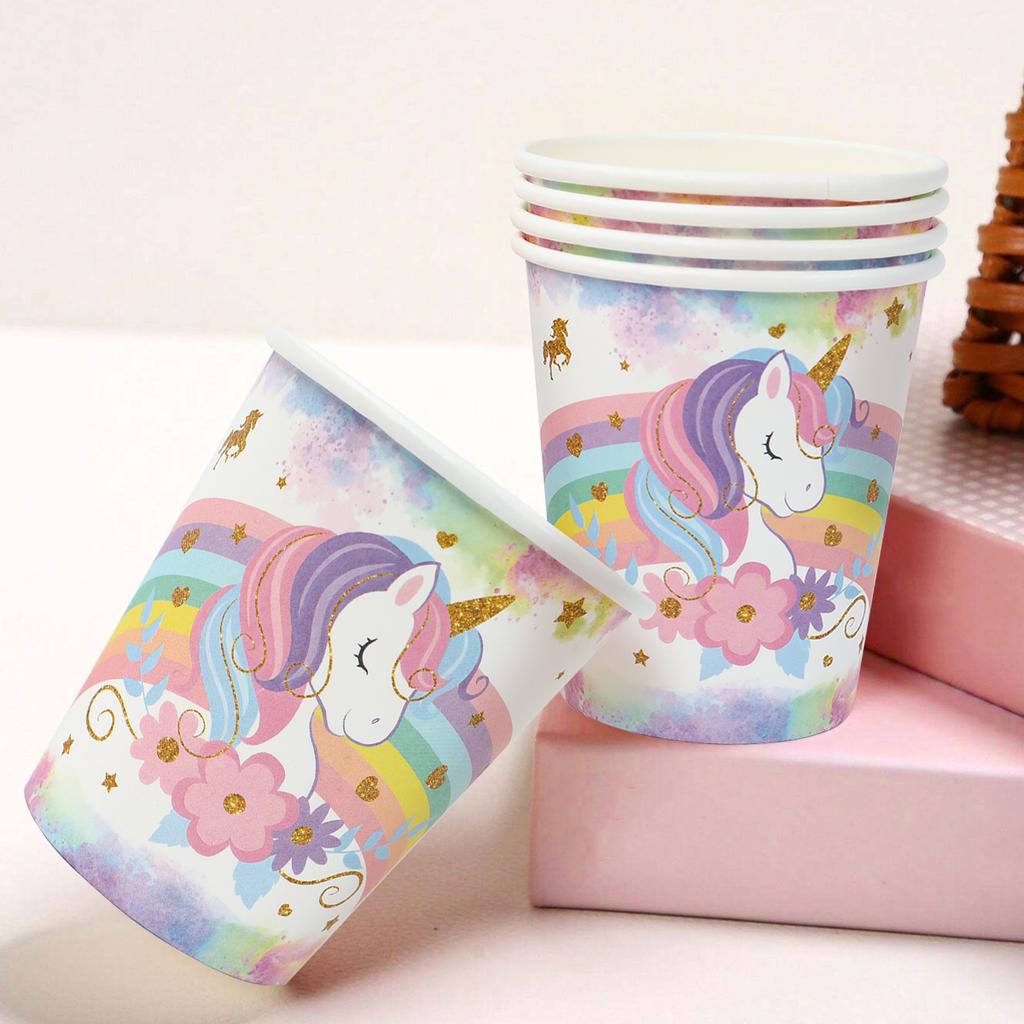 Jednorožčí párty Jednorázové nádobí Talíře Ubrousek Duha Jednorožec Oslava narozenin Dekorace Dětská oslava narozenin Potřeby Sprcha pro miminko