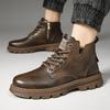 Fashion Ankle Short Barrel Male Shoes Brown Booties Black Men's Boots Y2k Offer In Promotion Retro Cheap Trendy 2025 New Offers Non Slip
