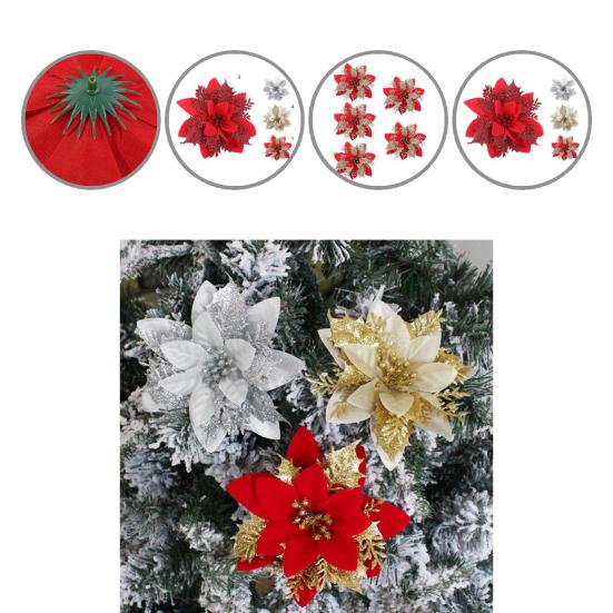 Buy Fancy Compact Realistic 4 Colors DIY Glitter Fake Flowers Holiday