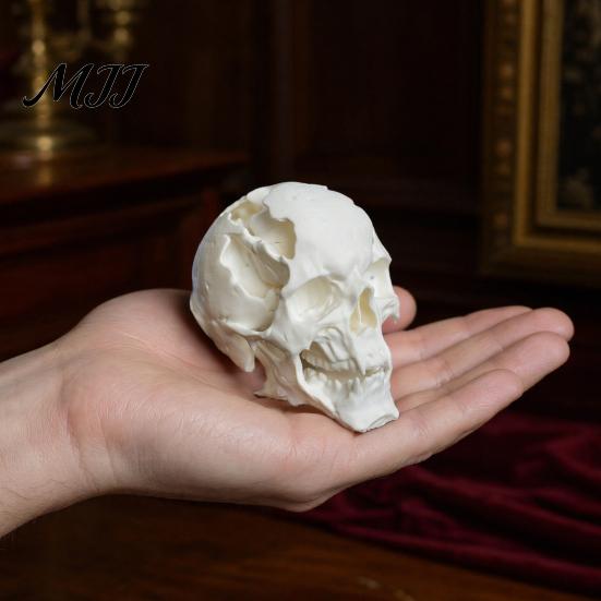 Decorazione Cranio Alieno Ornamento di Halloween, Forma in Resina Sintetica Scultura Figura Dettaglio Osseo Realistico, Ornamento da Tavolo per Feste