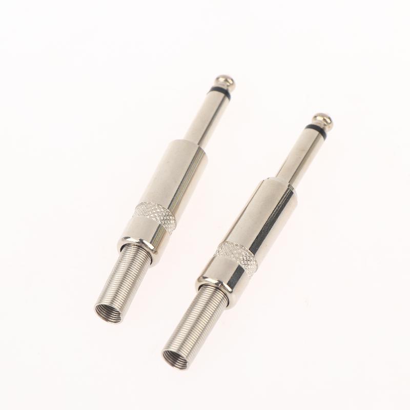 2Pcs 6.35Mm 2Pole Mono Amplifier Plug 6.35 Stereo Metal Microphone Jack Plug-In Audio Connector For Ktv