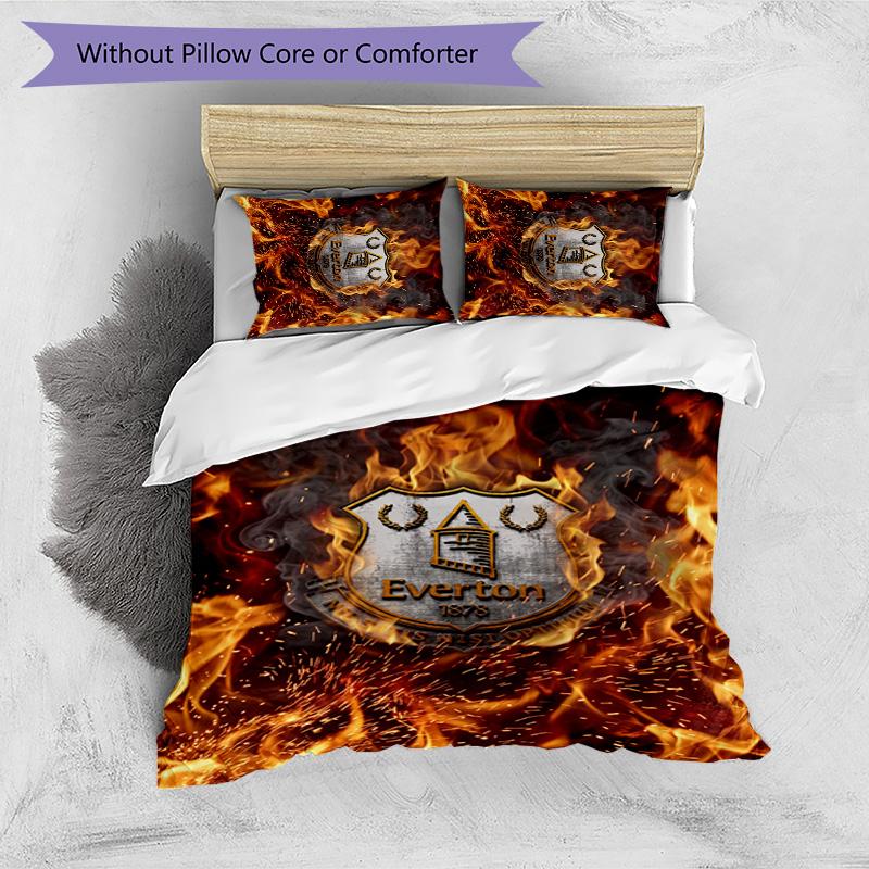 Set Lenzuola Everton Football Stampato 3 Pezzi, Comodo Set Copripiumino per Camera da Letto Amico della Pelle